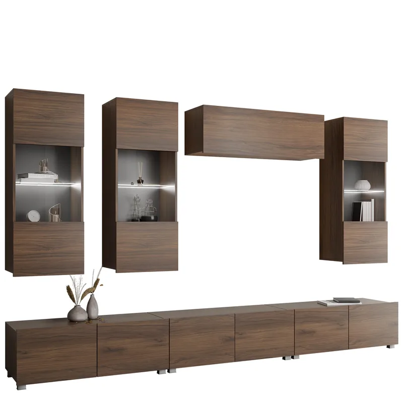 Tessan TV-vægenhed med LED-belysning, brun