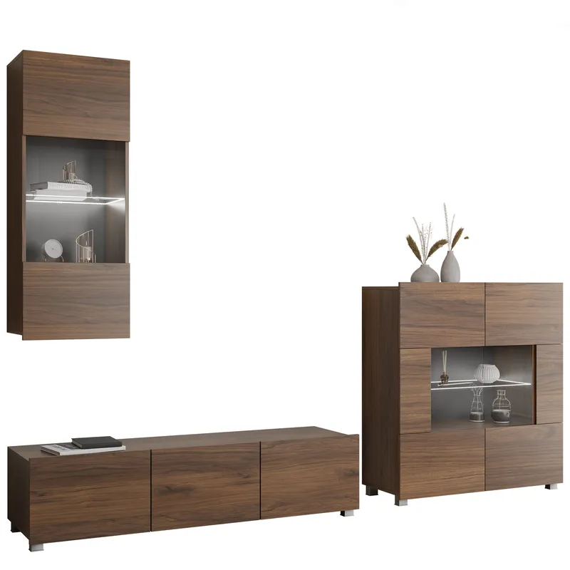 Tessan TV-vægenhed med LED-belysning, brun