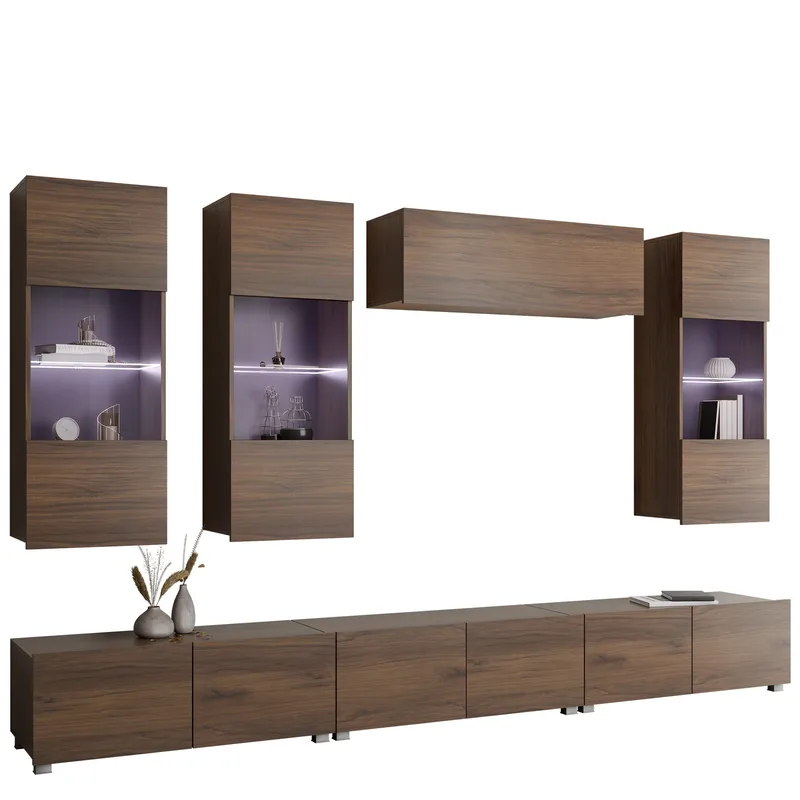 Tessan TV-vægenhed med LED-belysning, brun