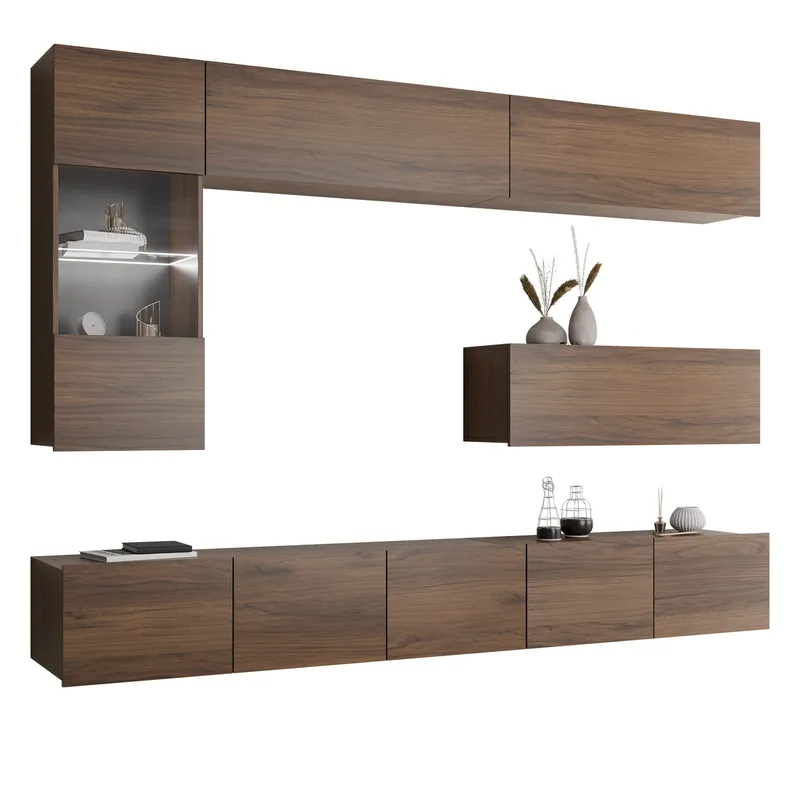 Tessan TV-vægenhed med LED-belysning, brun