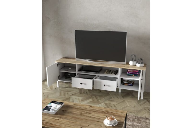 Thynor TV-bænk 180 cm - Hvid - Møbler - TV borde & mediemøbler - TV-borde