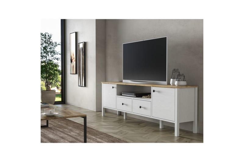 Thynor TV-bænk 180 cm - Hvid - Møbler - TV borde & mediemøbler - TV-borde