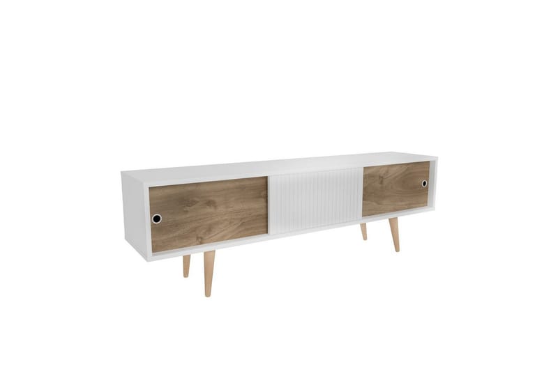 Ticoman Tv-bænk 160 cm - Mellemfarvet træ/Hvid - Møbler - TV borde & mediemøbler - TV-borde