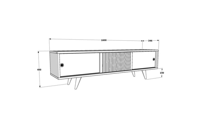 Ticoman Tv-bænk 160 cm - Sort/Mellemfarvet træ - Møbler - TV borde & mediemøbler - TV-borde