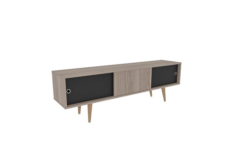 Ticoman Tv-bænk 160 cm - Sort/Mellemfarvet træ - Møbler - TV borde & mediemøbler - TV-borde