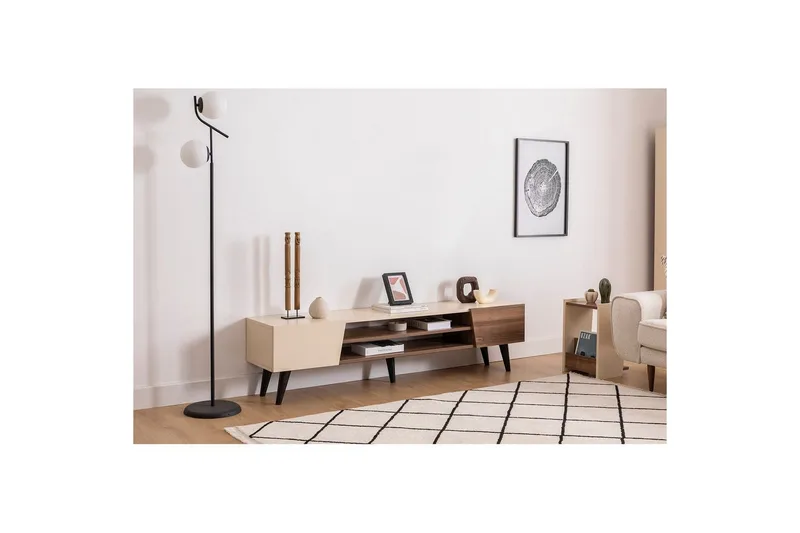 Torin TV-bænk 180 cm - Valnød/Beige - Møbler - TV borde & mediemøbler - TV-borde