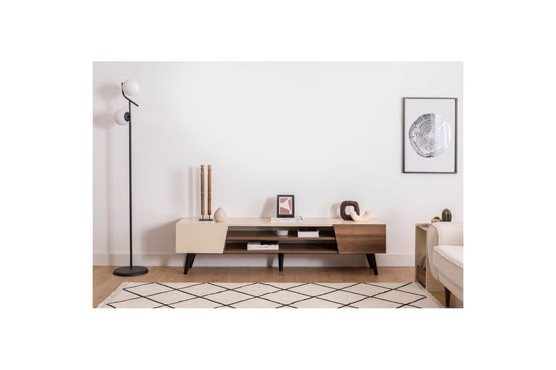 Torin TV-bænk 180 cm - Valnød/Beige - Møbler - TV borde & mediemøbler - TV-borde