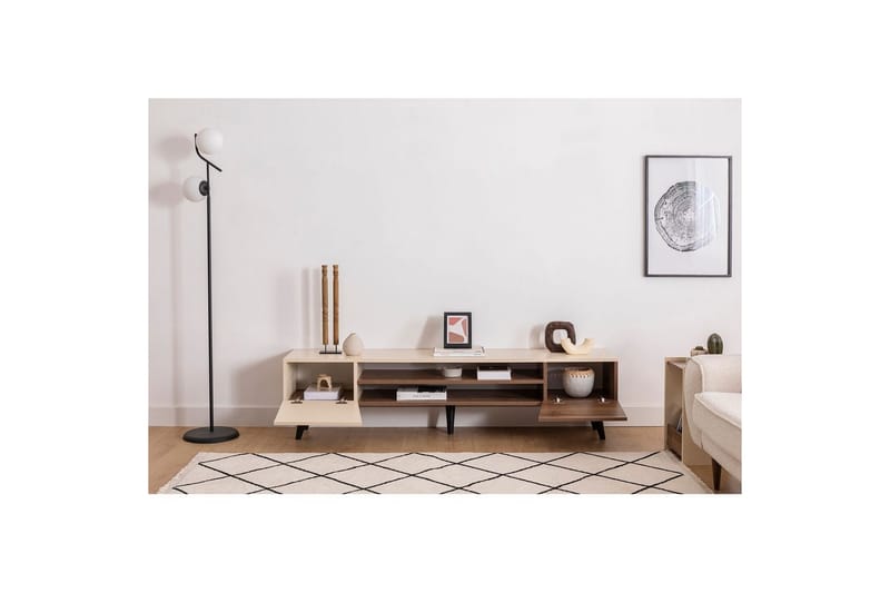 Torin TV-bænk 180 cm - Valnød/Beige - Møbler - TV borde & mediemøbler - TV-borde