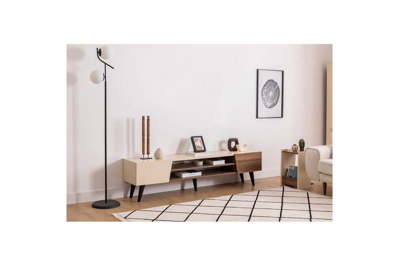 Torin TV-bænk 180 cm - Valnød/Beige - Møbler - TV borde & mediemøbler - TV-borde