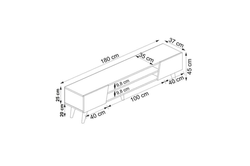 Torin TV-bænk 180 cm - Valnød/Beige - Møbler - TV borde & mediemøbler - TV-borde