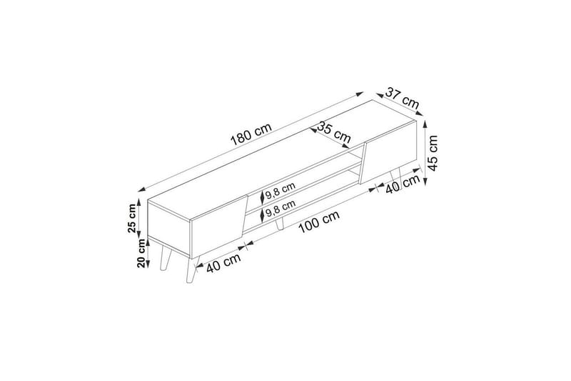 Torin TV-bænk 180 cm - Valnød/Beige - Møbler - TV borde & mediemøbler - TV-borde