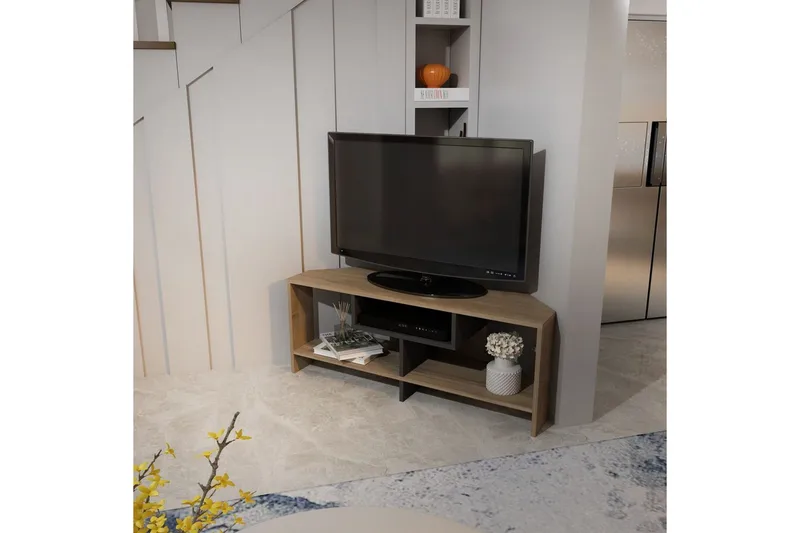 Torlin TV-bænk 120 cm - Valnød/Hvid - Møbler - TV borde & mediemøbler - TV-borde