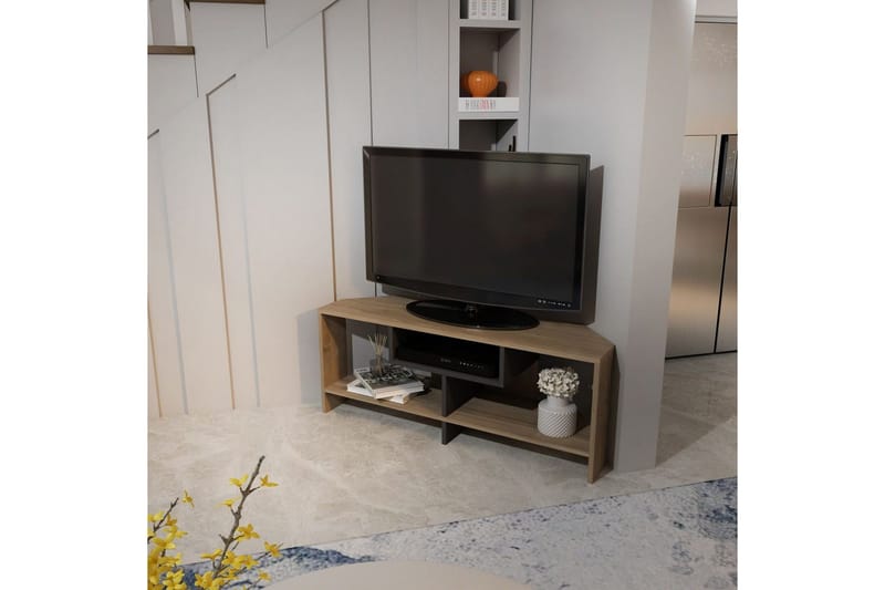 Torlin TV-bænk 120 cm - Valnød/Hvid - Møbler - TV borde & mediemøbler - TV-borde