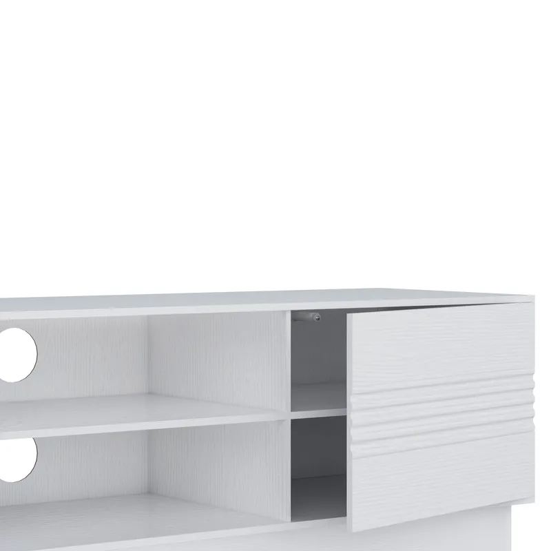 Toro Gulvstående Tv-bord 200 cm med Opbevaring i Malet Træ - Hvid - Møbler - TV borde & mediemøbler - TV-borde