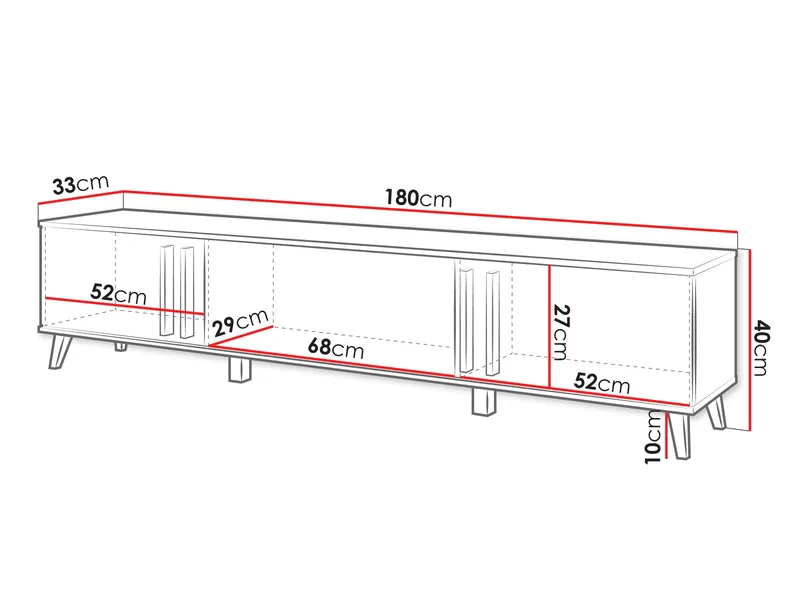 Torvos TV-bænk 180 cm - Sort - Møbler - TV borde & mediemøbler - TV-borde