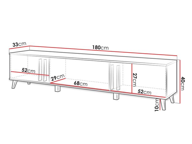 Torvos TV-bænk 180 cm - Sort - Møbler - TV borde & mediemøbler - TV-borde