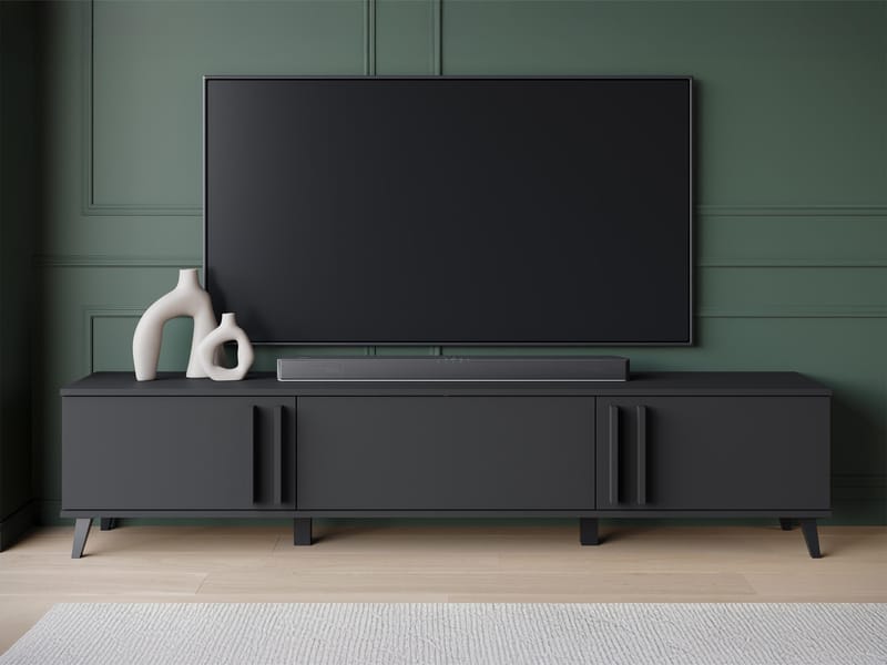 Torvos TV-bænk 180 cm - Sort - Møbler - TV borde & mediemøbler - TV-borde
