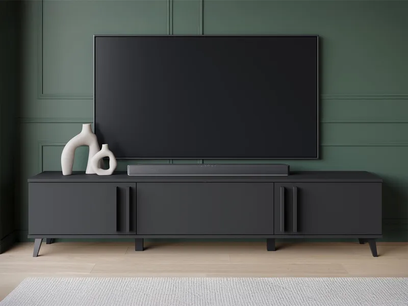 Torvos TV-bænk 180 cm - Sort - Møbler - TV borde & mediemøbler - TV-borde