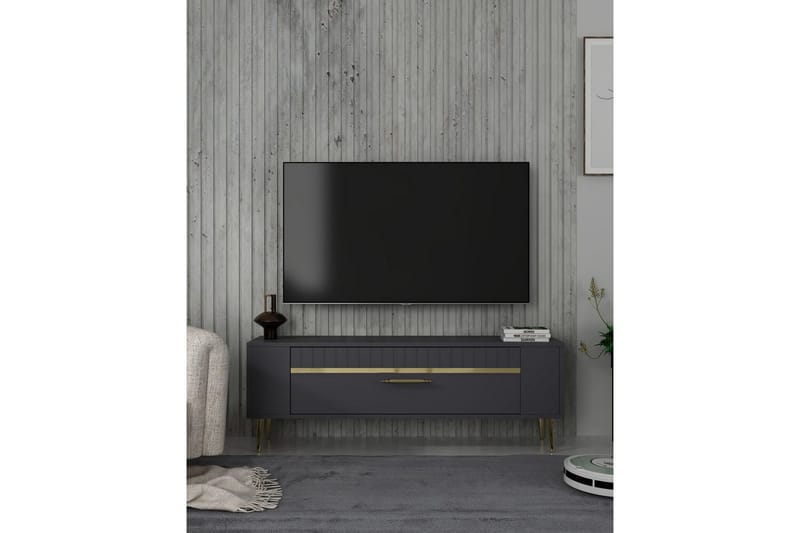 Tovren TV-bænk 120 cm - Antracit/Guld - Møbler - TV borde & mediemøbler - TV-borde