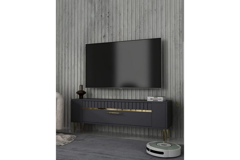 Tovren TV-bænk 120 cm - Antracit/Guld - Møbler - TV borde & mediemøbler - TV-borde