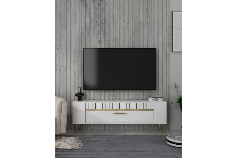 Tovren TV-bænk 120 cm - Hvid/Guld - Møbler - TV borde & mediemøbler - TV-borde