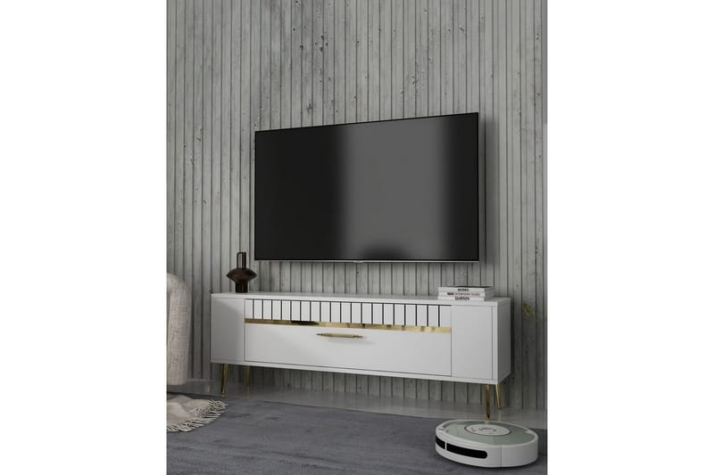 Tovren TV-bænk 120 cm - Hvid/Guld - Møbler - TV borde & mediemøbler - TV-borde