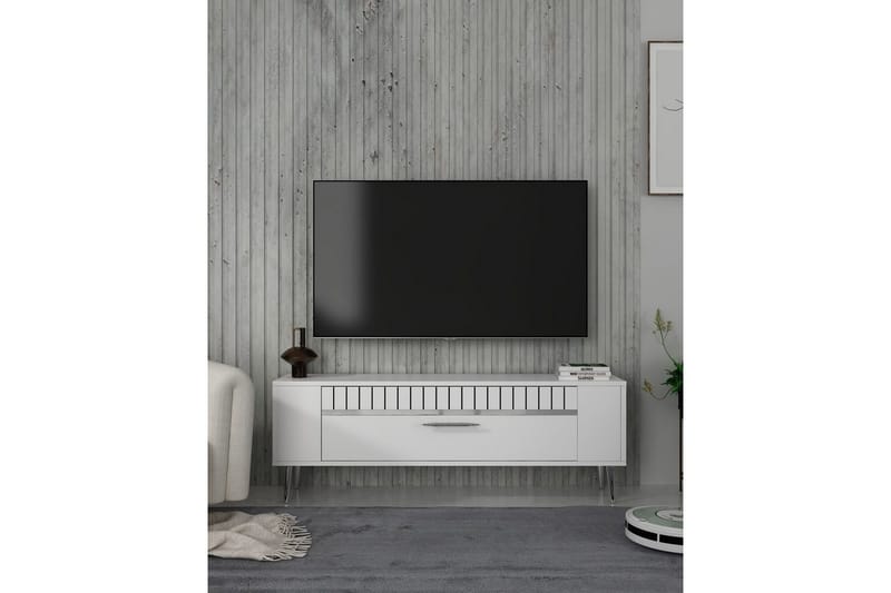 Tovren TV-bænk 120 cm - Hvid/Sølv - Møbler - TV borde & mediemøbler - TV-borde