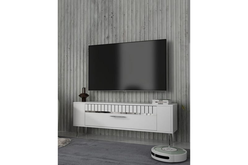 Tovren TV-bænk 120 cm - Hvid/Sølv - Møbler - TV borde & mediemøbler - TV-borde