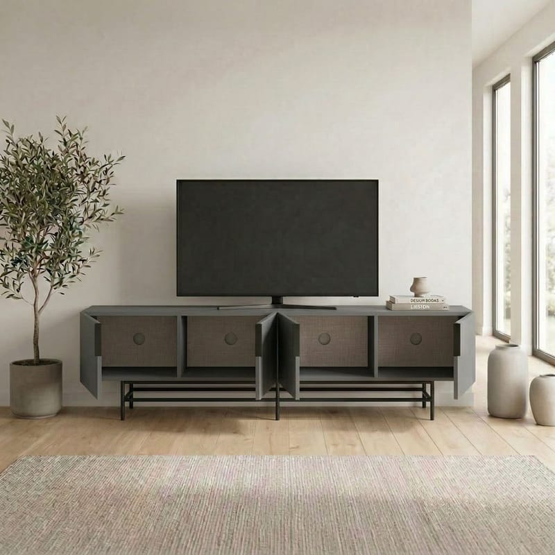 Truvia TV-bænk 200x55x35 cm - Antracit/Sort - Møbler - TV borde & mediemøbler - TV-borde