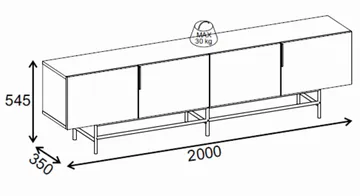 Truvia TV-bænk 200x55x35 cm - Antracit/Sort - Møbler - TV borde & mediemøbler - TV-borde