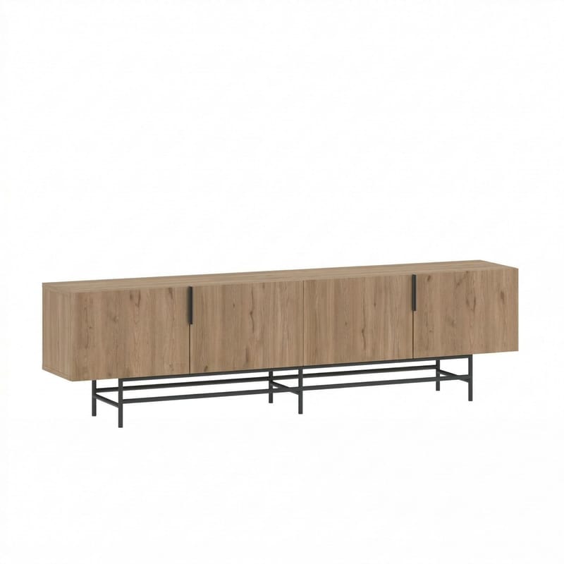 Truvia TV-bænk 200x55x35 cm - Naturlig eg og sort - Møbler - TV borde & mediemøbler - TV-borde