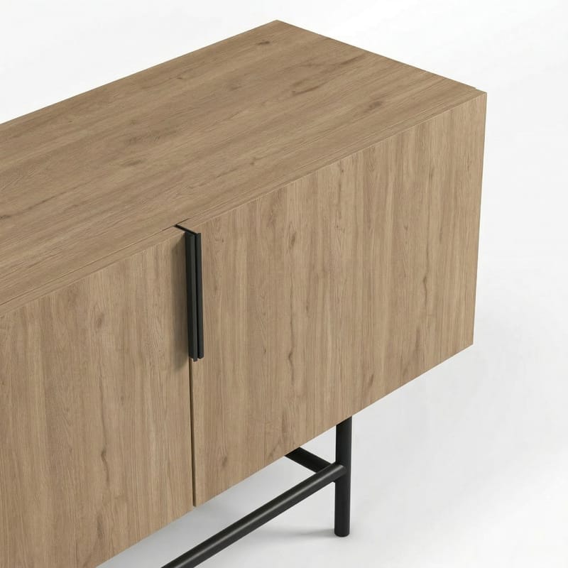 Truvia TV-bænk 200x55x35 cm - Naturlig eg og sort - Møbler - TV borde & mediemøbler - TV-borde