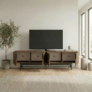 Truvia TV-bænk 200x55x35 cm - Valnød og sort - Møbler - TV borde & mediemøbler - TV-borde