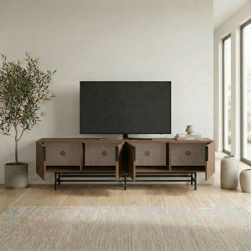 Truvia TV-bænk 200x55x35 cm - Valnød og sort - Møbler - TV borde & mediemøbler - TV-borde