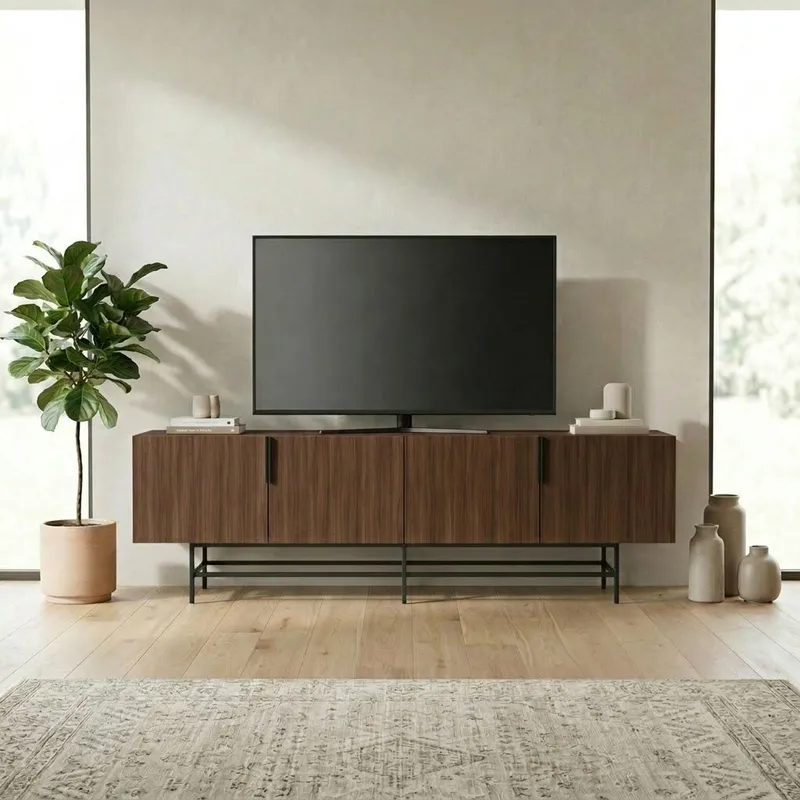 Truvia TV-bænk 200x55x35 cm - Valnød og sort - Møbler - TV borde & mediemøbler - TV-borde