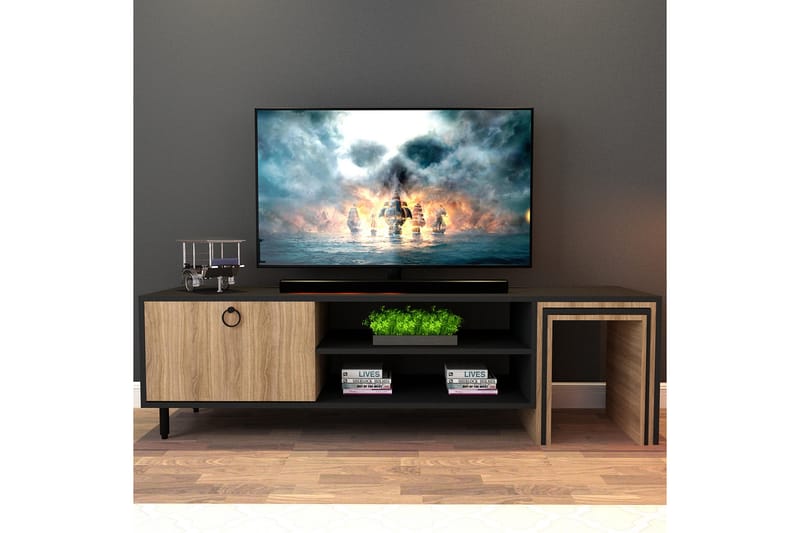Tudena TV-bord 180 cm - Natur/Sort - TV-borde