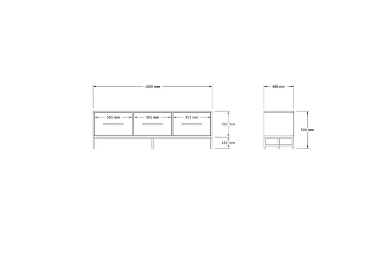 Tukums TV-bænk 160 cm - Hvid - Møbler - TV borde & mediemøbler - TV-borde