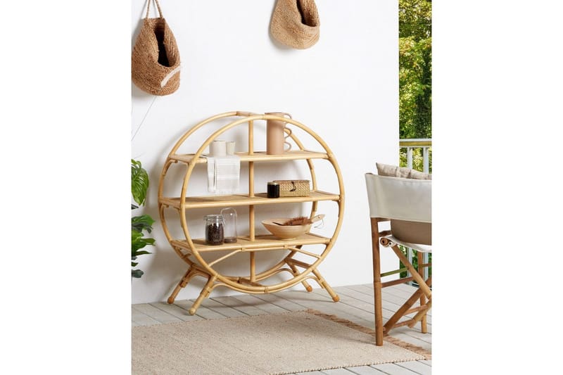 Tuvalu Bogreol i Rattan med Træramme - Beige - Opbevaring - Hylder & Reoler - Bogreol