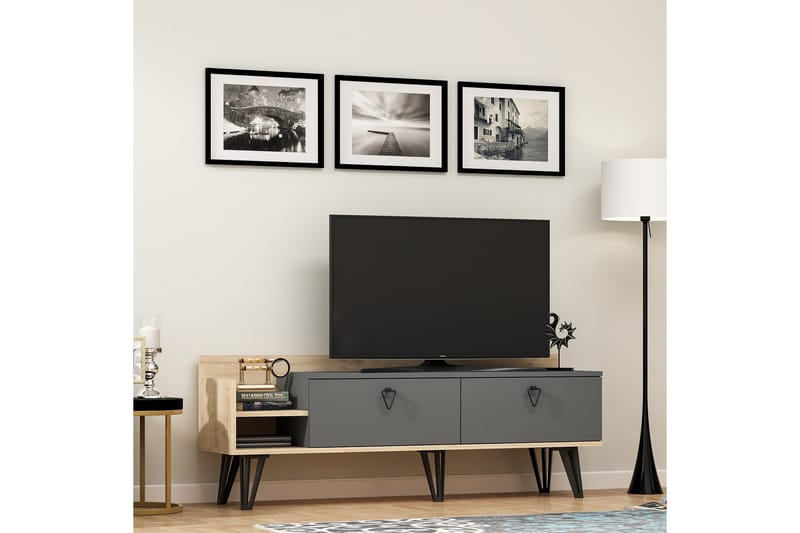 Tv bänk 120 cm Ek/Antracit - TV-borde