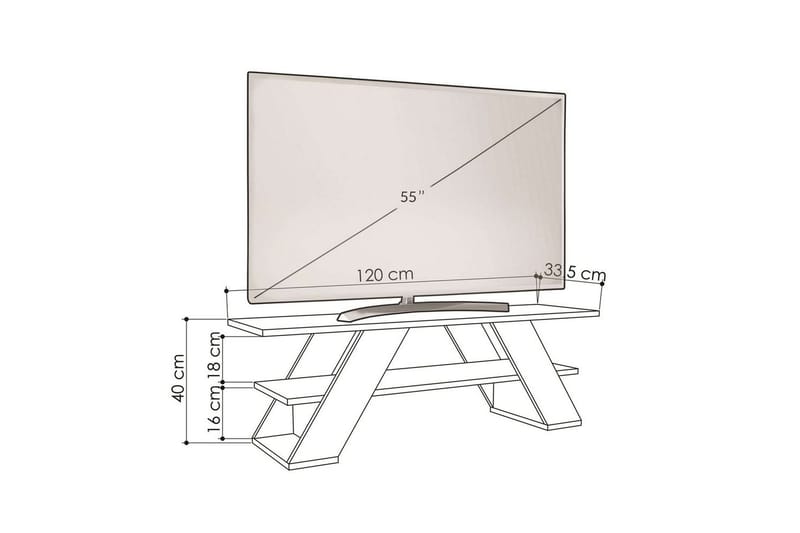 TV-bænk & mediebænk Homitis TV-bænk Janesh Antracit,Vit - Møbler - TV borde & mediemøbler - TV-borde