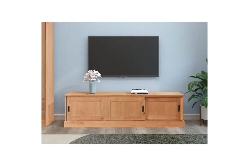 TV-bænk & mediebænk Loft24 Lowboard Harry bejdset/voks Brun,Natur - Møbler - TV borde & mediemøbler - TV-borde