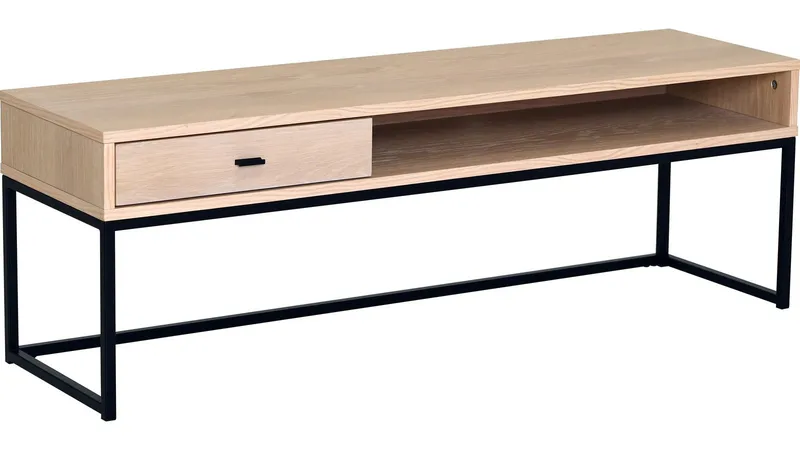 TV-bænk Eiknor 120 cm, Hvidpigmenteret eg / brunlakeret egefiner
