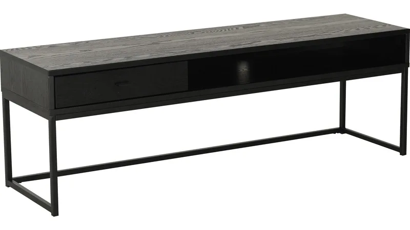 TV-bænk Eiknor 120 cm, Sortlakeret askefiner