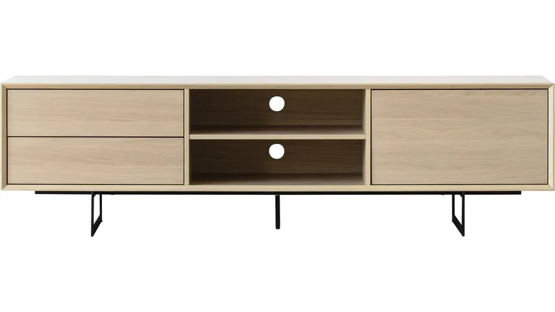TV-bænk Junionne 180x42x50 cm, Hvidpigmenteret voks-lakeret fineret eg