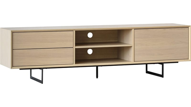 TV-bænk Junionne 180x42x50 cm - Hvidpigmenteret voks-lakeret fineret eg - Møbler - TV borde & mediemøbler - TV-borde