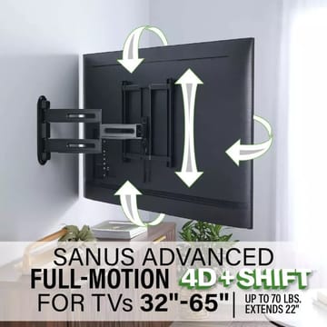 TV-beslag Sanus 4D Max Vesa 400x400 32-65 Fuldt bevægelig Sort - Sort - Møbler - TV borde & mediemøbler - Mediestativ & vægbeslag