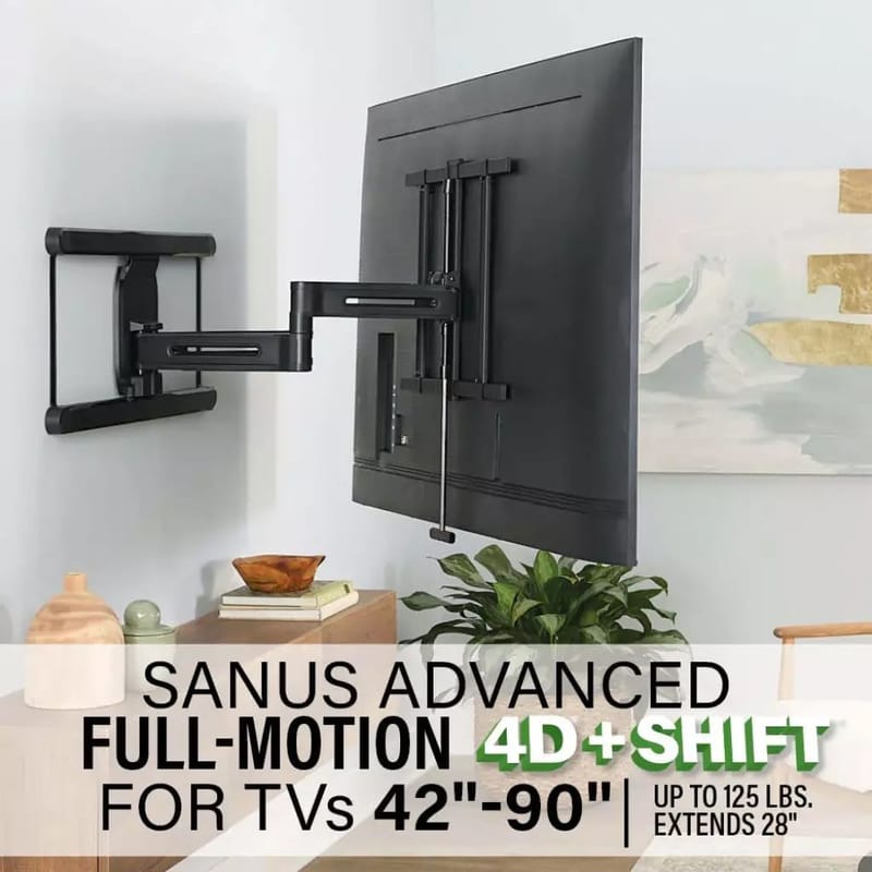 TV-beslag Sanus 4D Max Vesa 600x400 42-90 Full Motion Sort - Sort - Møbler - TV borde & mediemøbler - Mediestativ & vægbeslag