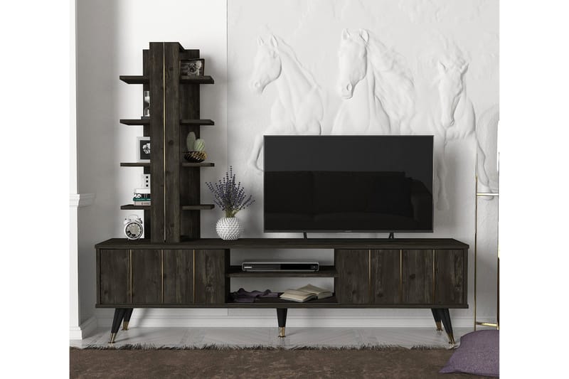Ægte TV-Bord 180 cm - Mørkebrun - TV-borde