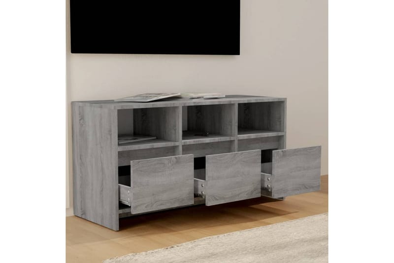 tv-bord 102x37,5x52,5 cm spånplade grå sonoma-eg - Grå - TV-borde