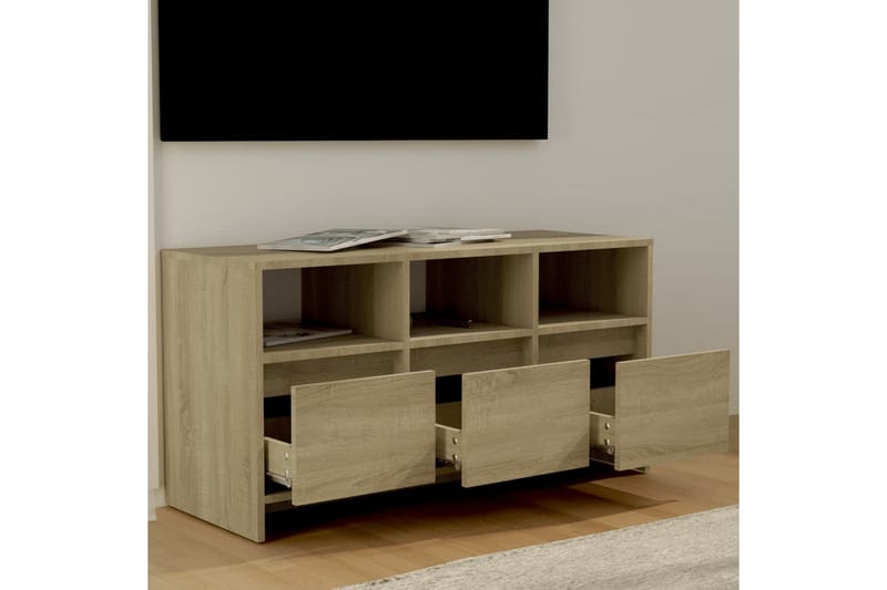 tv-bord 102x37,5x52,5 cm spånplade sonoma-eg - Beige - TV-borde